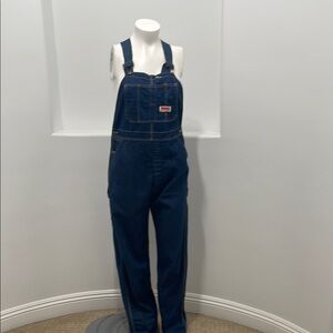 Montgomery Ward Vintage Denim Overalls with Adjustable Straps Blue Dark Wash